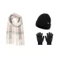 Beige Scarf+Black Hats & Caps+Gloves