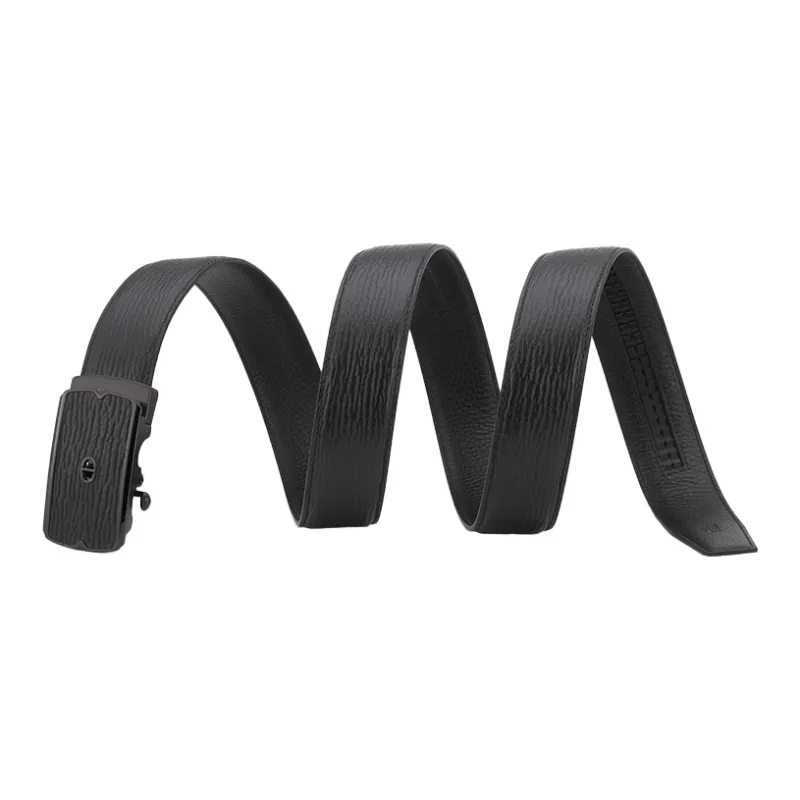 Chrisdien Deny Business Stainless Steel Automatic Buckle Pants Belt Top Grain Cow Leather Belt Men's Black 3.5cm-2