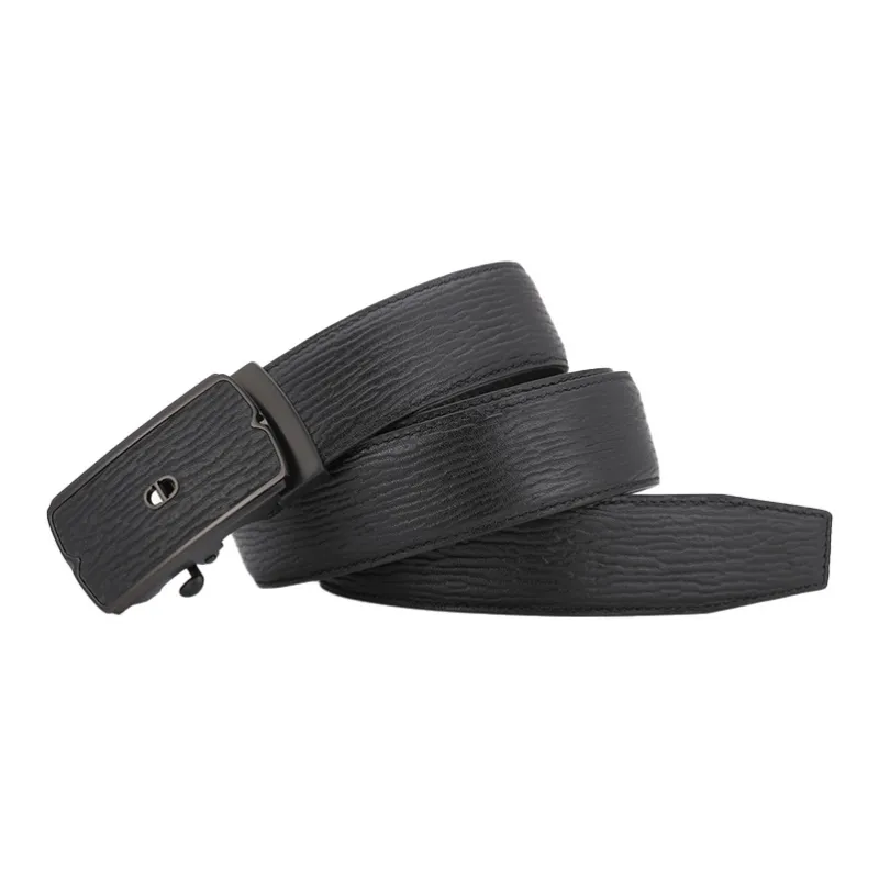 Chrisdien Deny Business Stainless Steel Automatic Buckle Pants Belt Top Grain Cow Leather Belt Men's Black 3.5cm-1