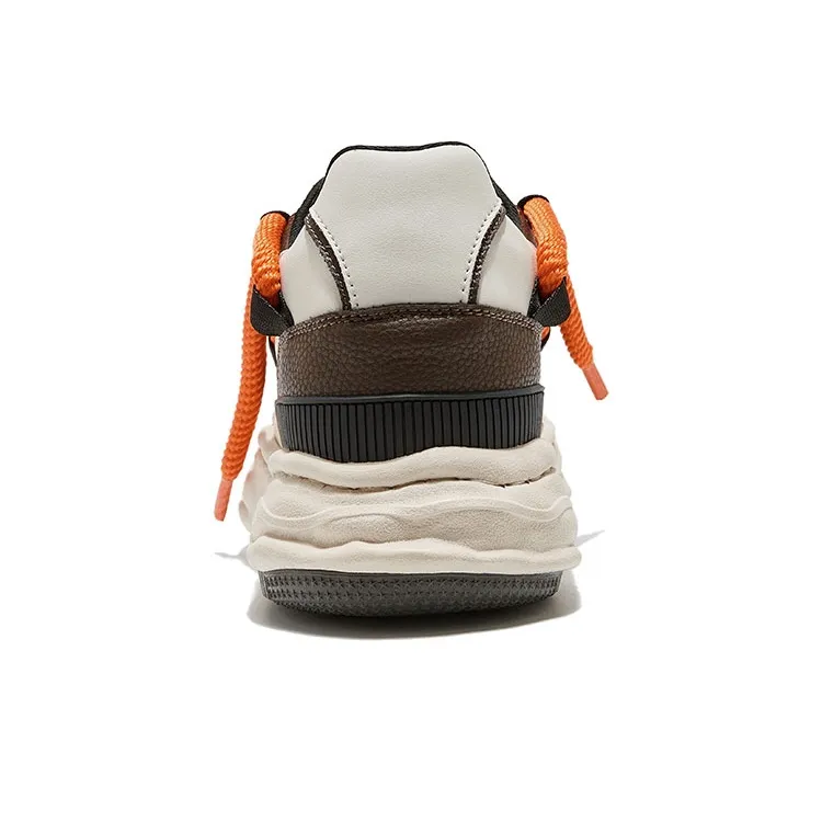 DVO Anti Slip Wear Resistant Low Top Stylish Skateboarding Shoes Unisex Beige Coffee-3