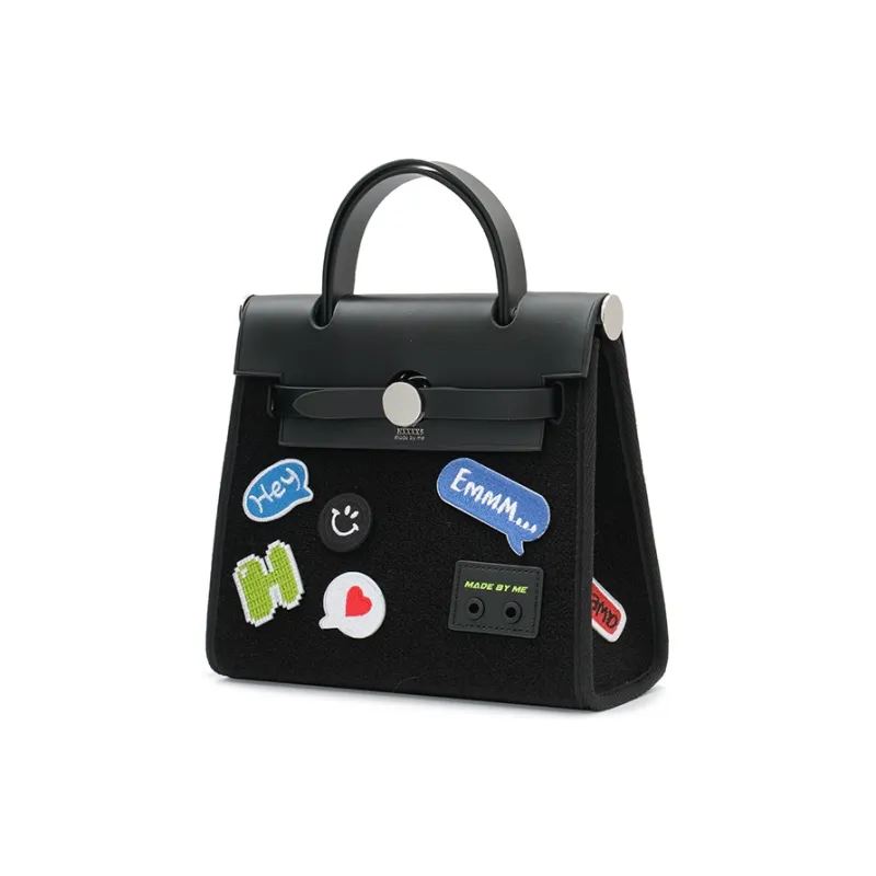 HXXXXS Cow Leather Handbag, Crossbody Bag Trumpets Women's Black-8