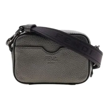 FENDI Calfskin Handbag Shoulder Bag Crossbody Bag Mini Unisex Graphite Gray