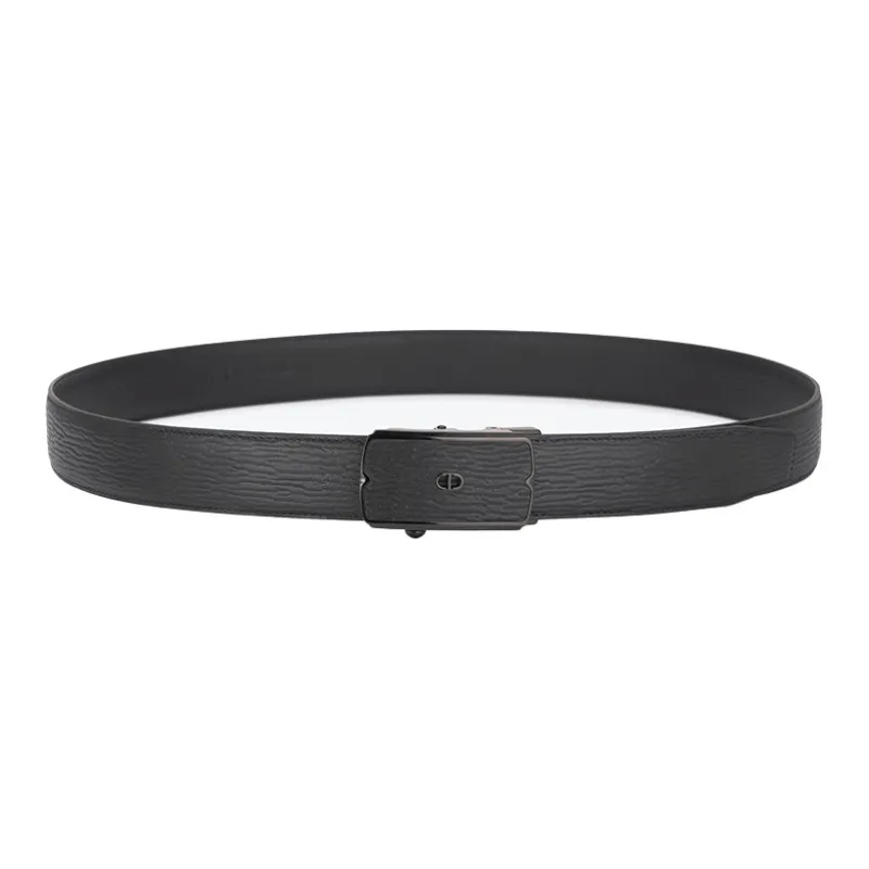 Chrisdien Deny Business Stainless Steel Automatic Buckle Pants Belt Top Grain Cow Leather Belt Men's Black 3.5cm-4