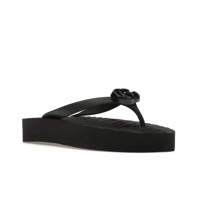 GUCCI Women's Chevron Thong Sandal 'Black' Women's-1