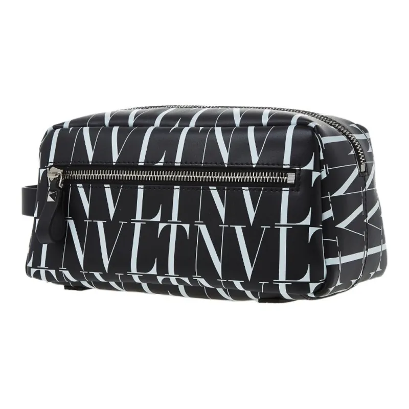 Valentino Cow Leather Clutch Men's Black & White-1