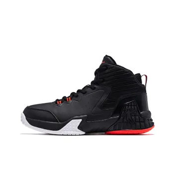 QIAODAN Grinding 1 Basketball Shoes Men High Top Black Orange