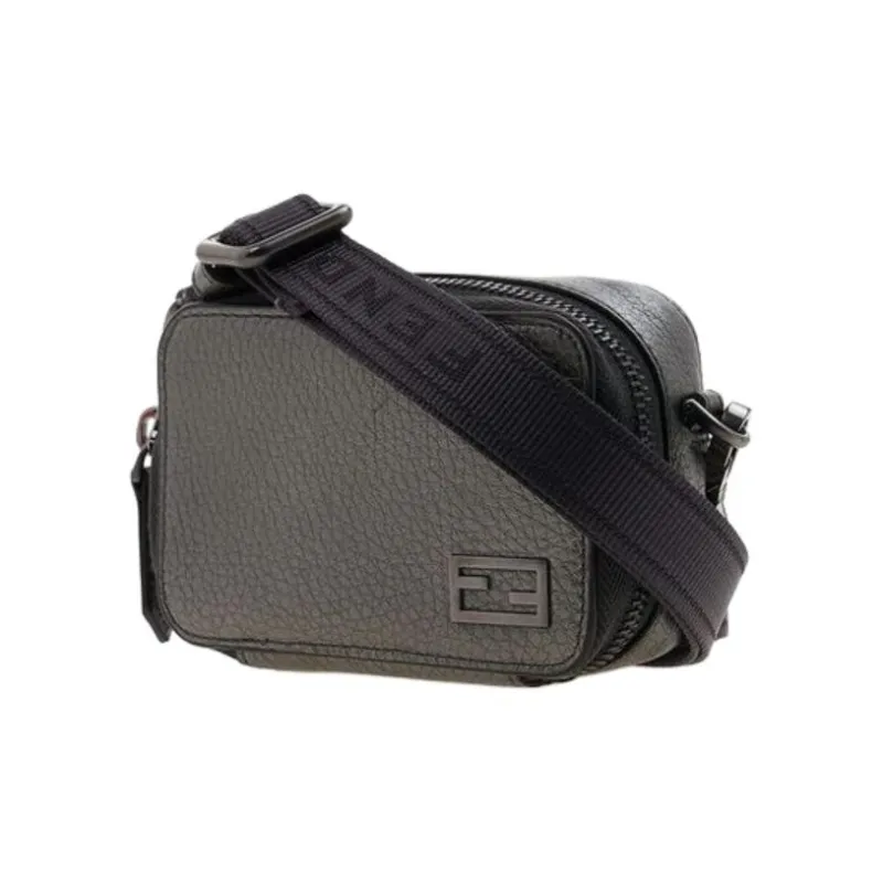 FENDI Calfskin Handbag Shoulder Bag Crossbody Bag Mini Unisex Graphite Gray-2