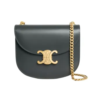 CELINE BesaceTriomphe Cow Leather Portable Crossbody Bag Shoulder Bag Women's Slate Gray