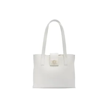Furla 1927 Collection Grain Cow Leather Tote Bag, Shopping Bag, Handbag Medium Size Women's Marshmallow White