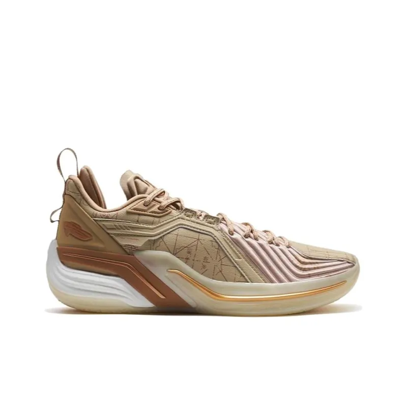 XTEP Jeremy Lin Three Generations Slip Resistant Low Top Basketball Shoes Men's Brown Gray/Linen Light Brown-1