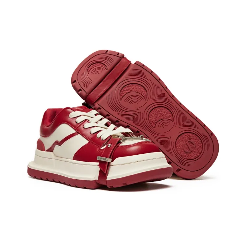ABCICEY Slip Resistant Low Top Skateboard Shoes Unisex Red-2