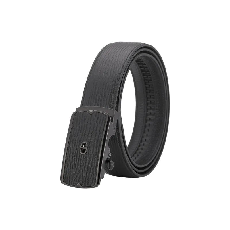 Chrisdien Deny Business Stainless Steel Automatic Buckle Pants Belt Top Grain Cow Leather Belt Men's Black 3.5cm-0