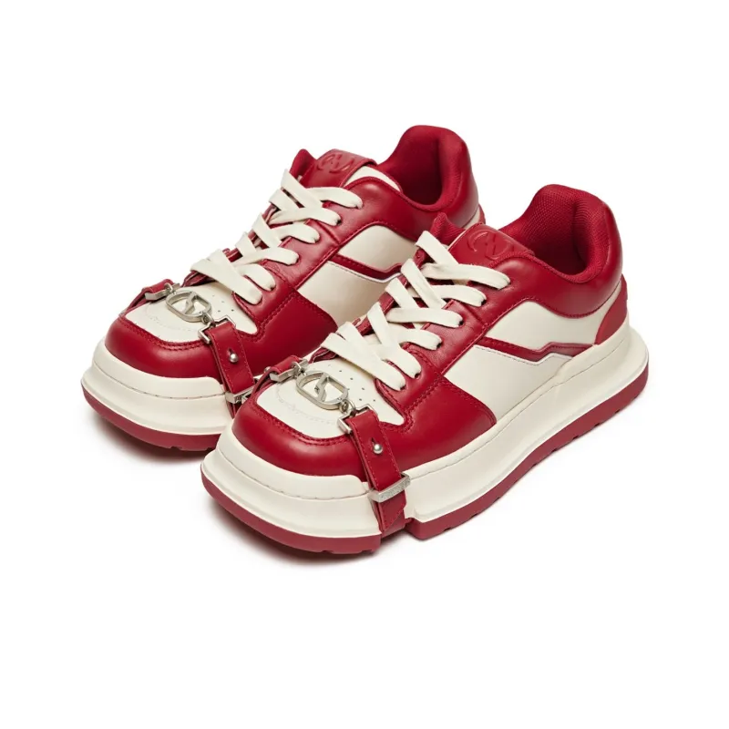 ABCICEY Slip Resistant Low Top Skateboard Shoes Unisex Red-1