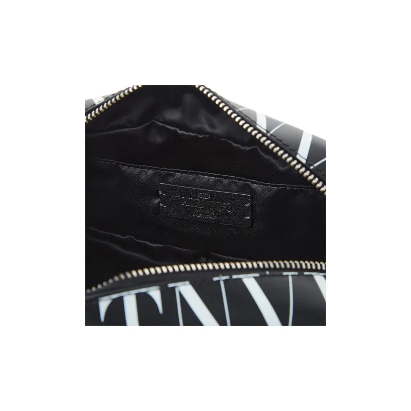 Valentino Cow Leather Clutch Men's Black & White-8