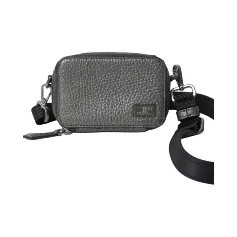 FENDI Calfskin Handbag Shoulder Bag Crossbody Bag Mini Unisex Graphite Gray-3