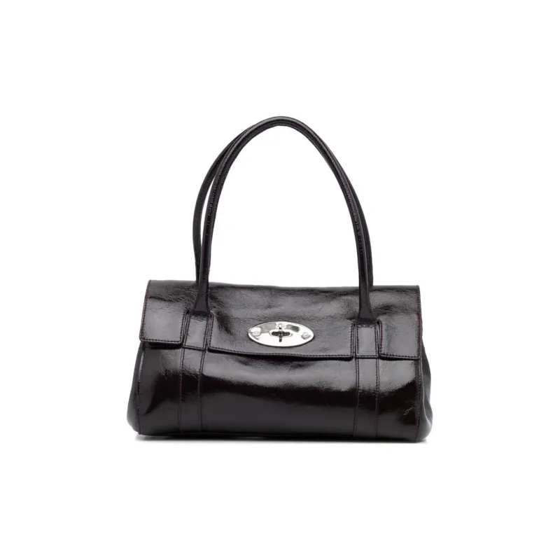 Mulberry Patent Leather One Shoulder Handbags Women's Dark Red-0