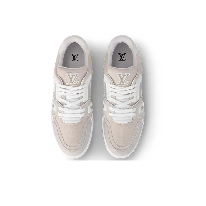 LOUIS VUITTON Trainer Low Top Skateboard Shoes Unisex Beige-3
