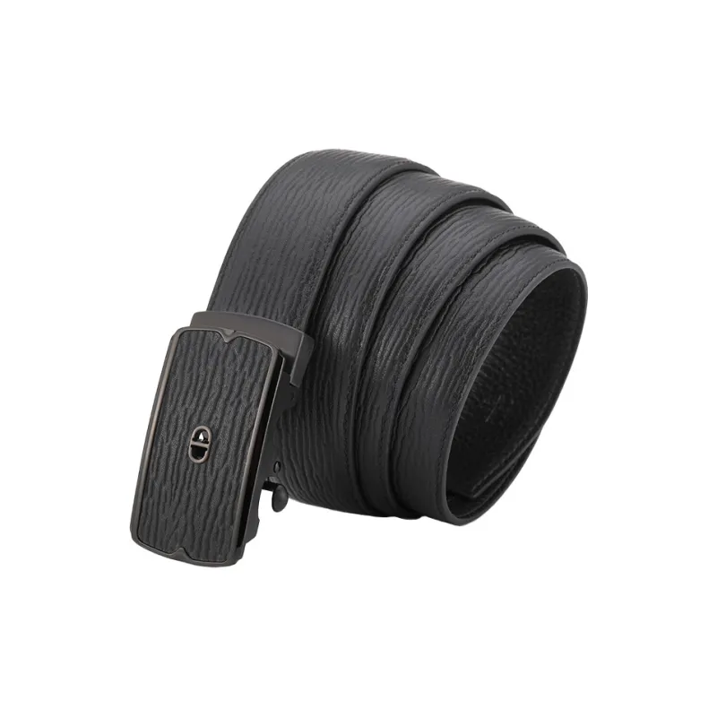 Chrisdien Deny Business Stainless Steel Automatic Buckle Pants Belt Top Grain Cow Leather Belt Men's Black 3.5cm-3