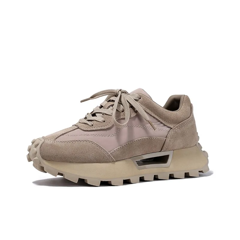 BELLALILY Wear-Resistant Height Increasing Low-Top Chunky Sneakers Women's-7