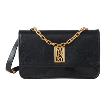 Mulberry Cow Leather One Shoulder Handbags Women's Black