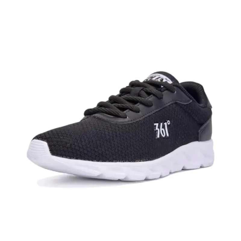 361° Cushioning Wear Resistant Low Top Running Shoes Women's Black White-2