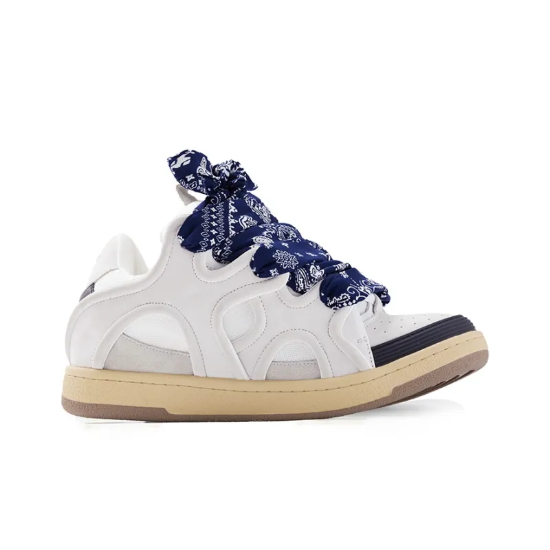 XIX Platform Puffy Shoes Anti Slip And Wear Resistant Height Increasing Low Top Skateboard Shoes Unisex White Matte-2