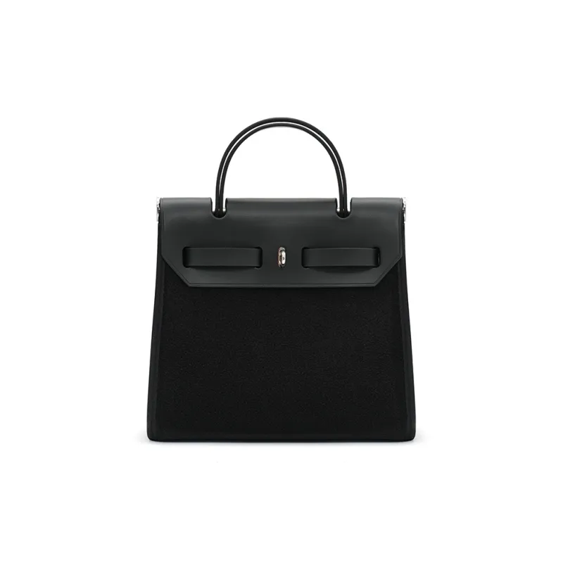 HXXXXS Cow Leather Handbag, Crossbody Bag Trumpets Women's Black-10