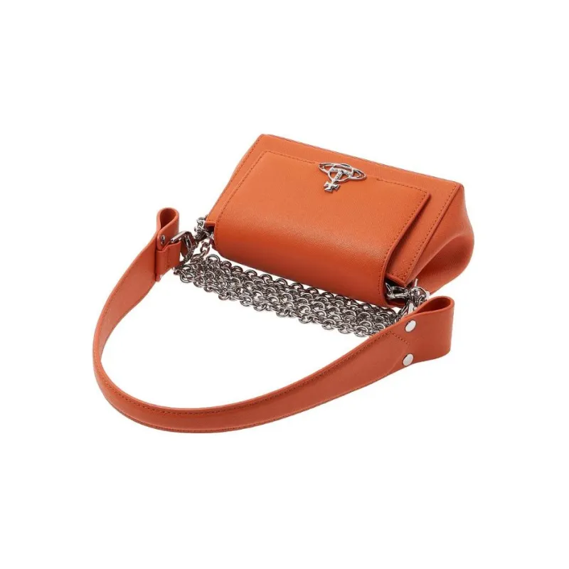 Vivienne Westwood Cow Leather Crossbody Bag Shoulder Bag Set Women's Orange-3