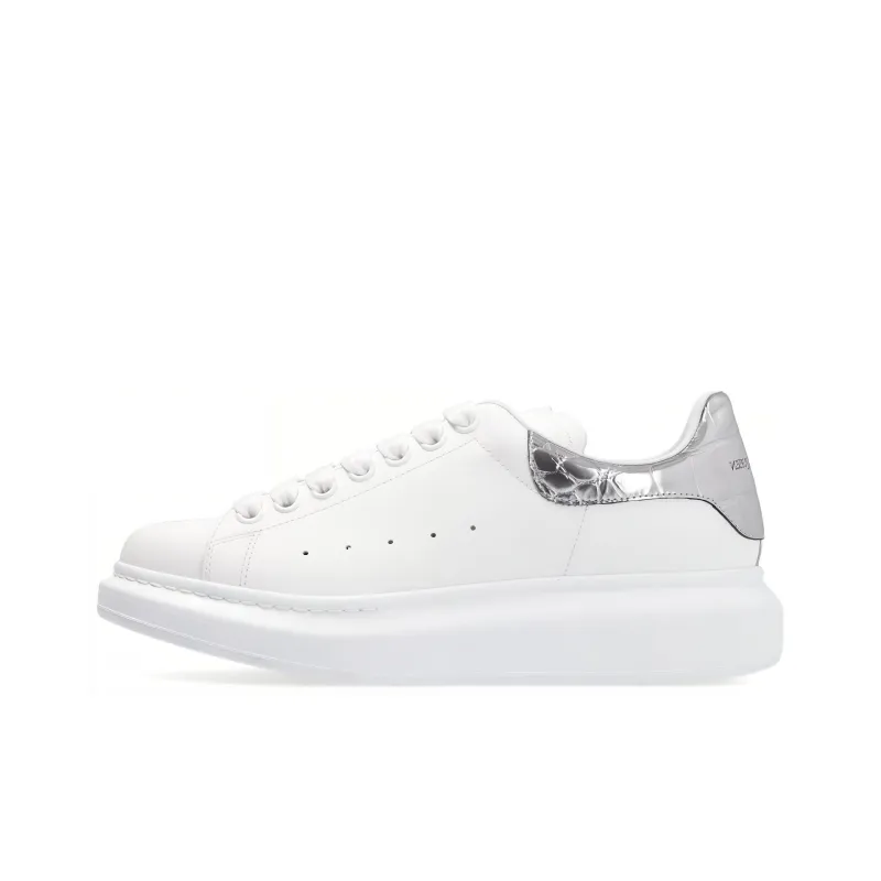 Alexander McQueen Oversized White Silver Croco Women's-0
