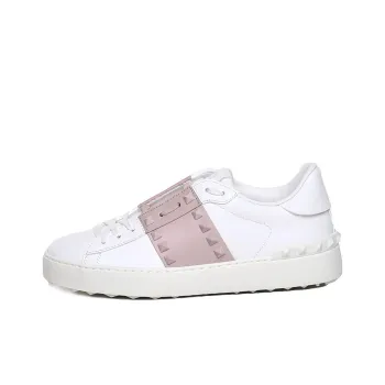 Valentino ROCKSTUD UNTITLED Garavani Low Top Stylish Skateboarding Shoes Women's White Pink