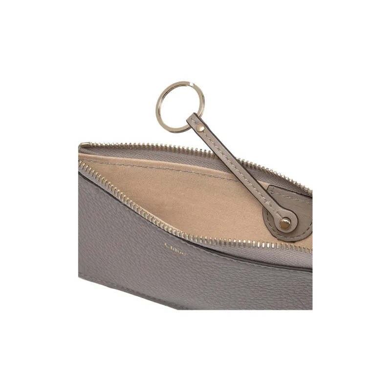 Chloe Leather Clutch Wallet Unisex Cashmere Gray-6