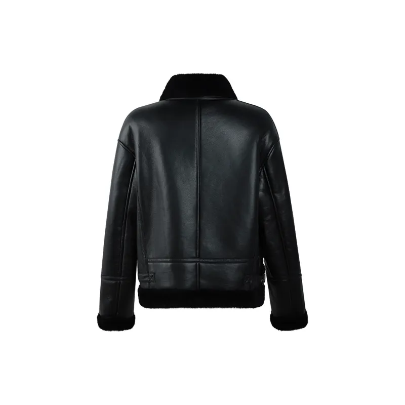 THE SEA LIFE Leather Jacket Women's Black Mage-1