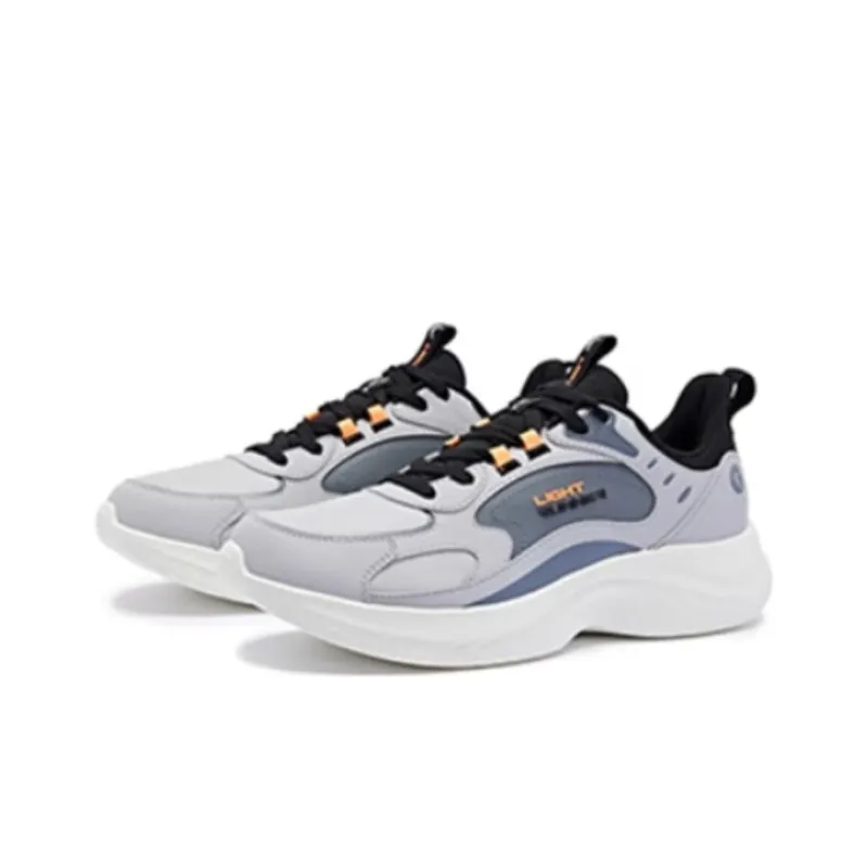 QIAODAN Anti Slip Wear Resistant Low Top Running Shoes Men's Gray Black-2