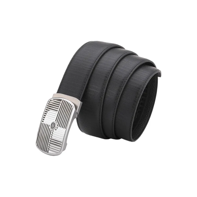 Chrisdien Deny Automatic Buckle Business Classic Suit Top Grain Cow Leather Belt Men's Black Width  3.5cm-3
