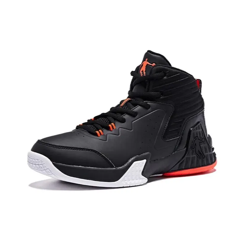 QIAODAN Grinding 1 Basketball Shoes Men High Top Black Orange-1