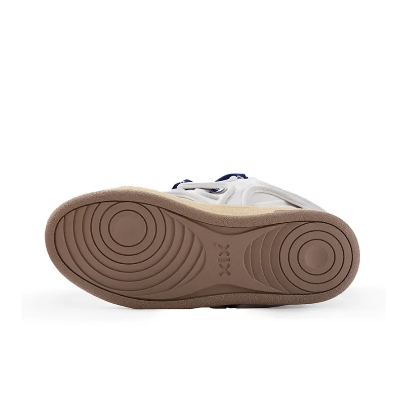 XIX Platform Puffy Shoes Anti Slip And Wear Resistant Height Increasing Low Top Skateboard Shoes Unisex White Matte-5
