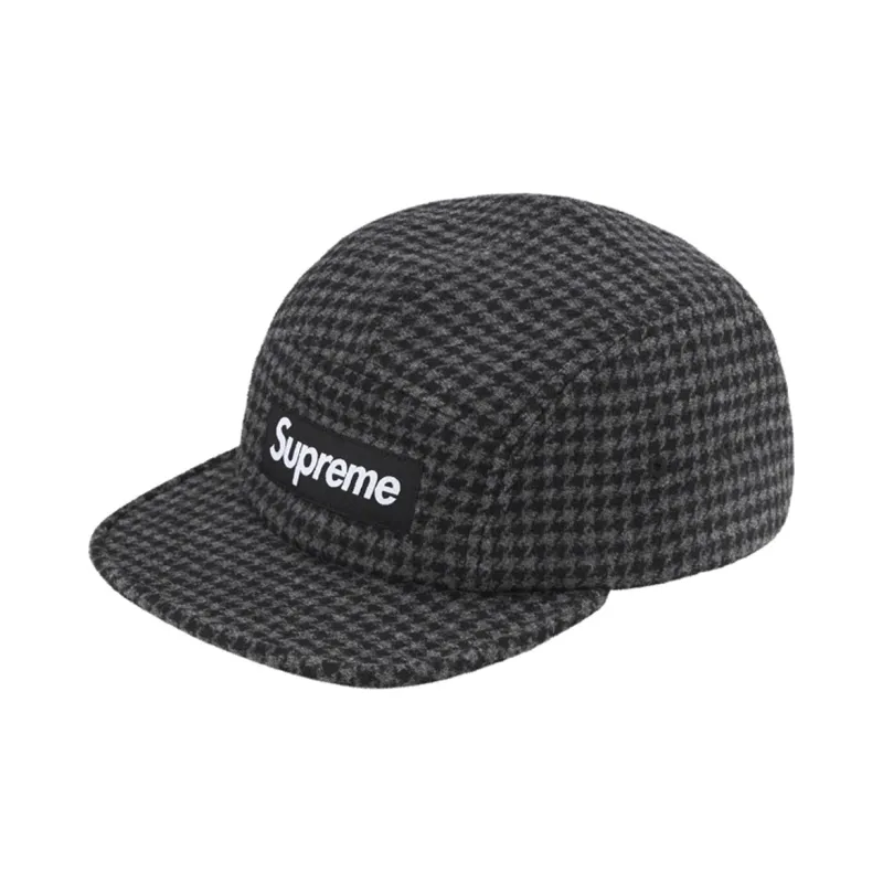 Supreme Houndstooth Wool Camp Cap-0