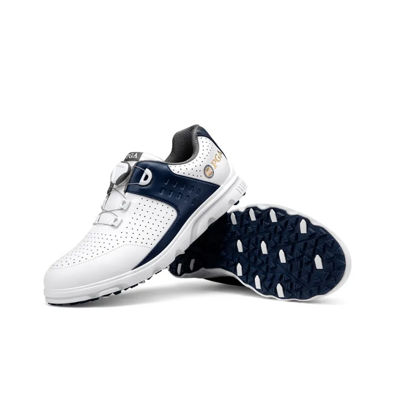 PGA Cushioning, Wear Resistant Low Top Golf Shoes Men's White Blue-3