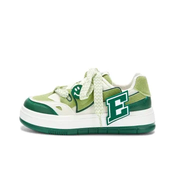 KARLIE KELLER Small White Shoes Low Top Skateboard Shoes Women's Beige Green