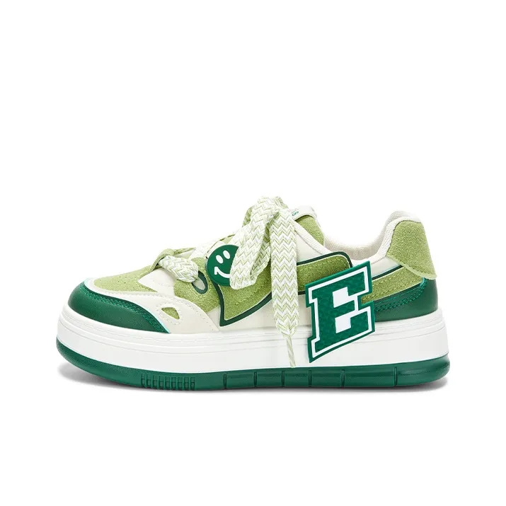 KARLIE KELLER Small White Shoes Low Top Skateboard Shoes Women's Beige Green-0