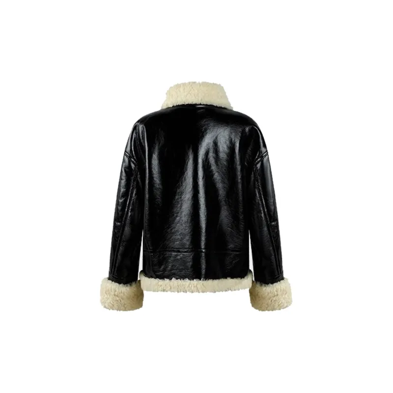 THE SEA LIFE Leather Jacket Women's Black Mage-1