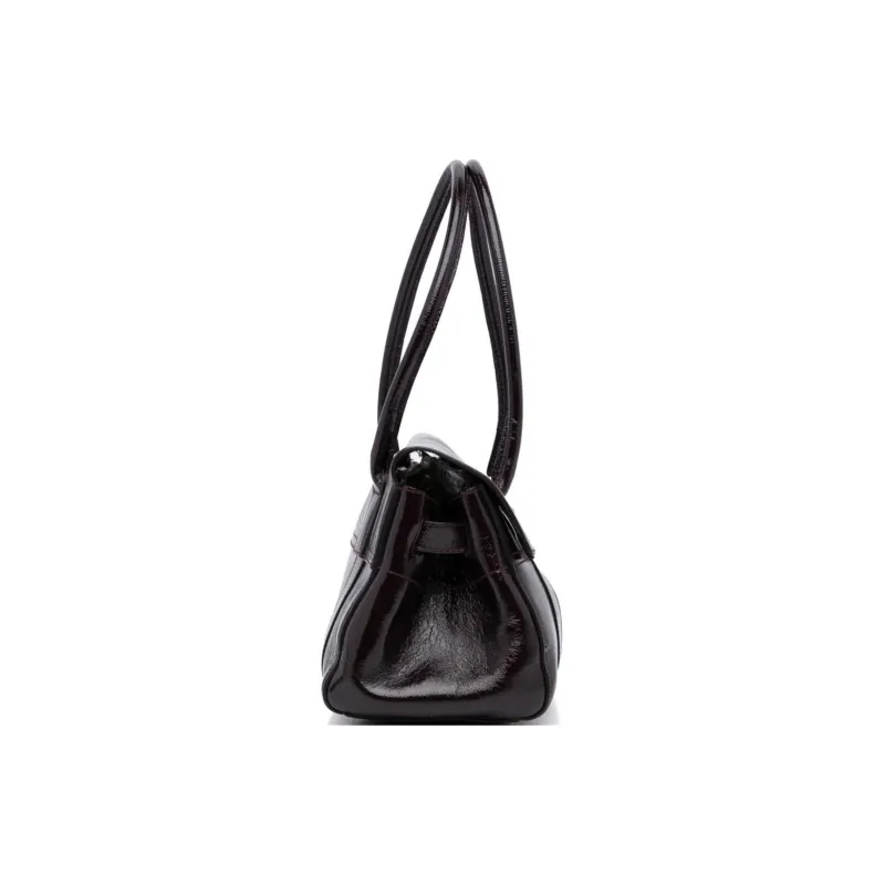 Mulberry Patent Leather One Shoulder Handbags Women's Dark Red-1
