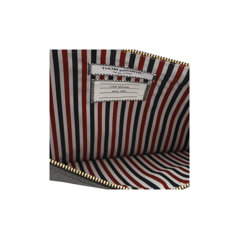 THOM BROWNE· Cow Leather Document Bag Clutch Medium Size Men's Black-5