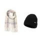 Beige Scarf+Black Hats & Caps