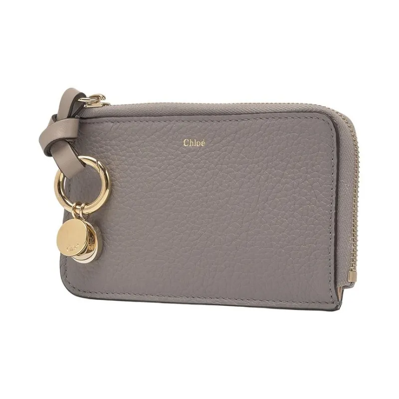 Chloe Leather Clutch Wallet Unisex Cashmere Gray-1