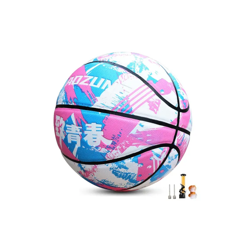 MIAOZUNG Microfiber Leather Basketball Pink Blue Size 7 Training Match-2