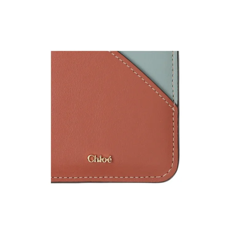 Chloe Leather Wallets Card Holders Unisex Chestnut Brown-3