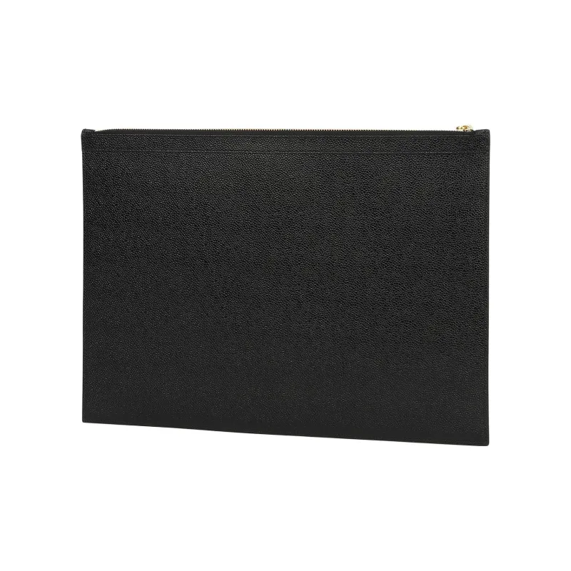 THOM BROWNE· Cow Leather Document Bag Clutch Medium Size Men's Black-2
