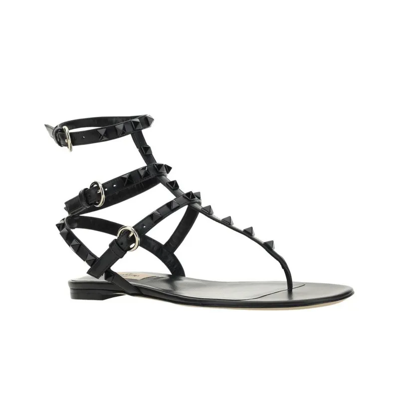 Valentino Rockstud Roman Sandals Women's Black-2