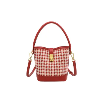 OUZIHUANG Woolen Wedding Bag Bucket Bag Crossbody Handbag Regular Women's Red
